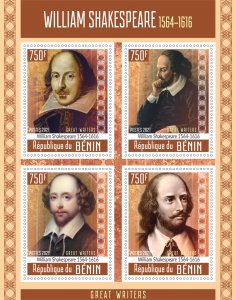 Stamps. Writes. William Shakespeare 2021 year 1+1 sheets perforated  Benin