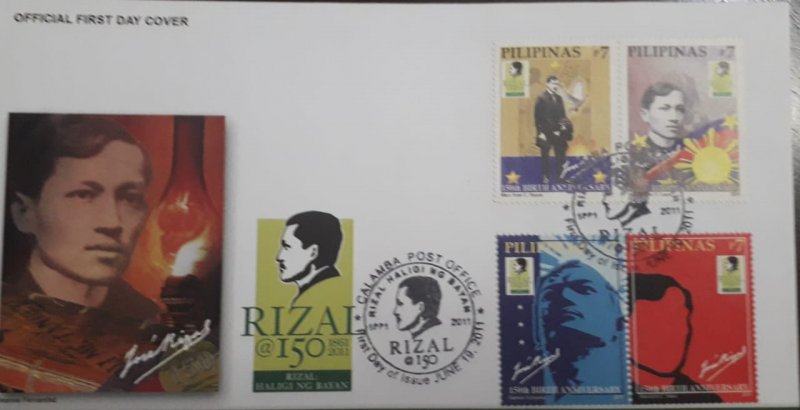 O) 2011 PHILIPPINES, JOSE PROTASIO RIZAL - CALAMBA, FDC XF