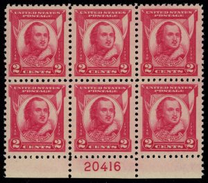 USA Scott# 690, Superb Plate Block of 6, Mint NH SCV $15 (55670)