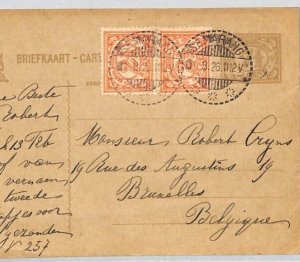 DUTCH EAST INDIES Uprated Stationery Card Semarang BELGIUM Brussels 1926 ZT252