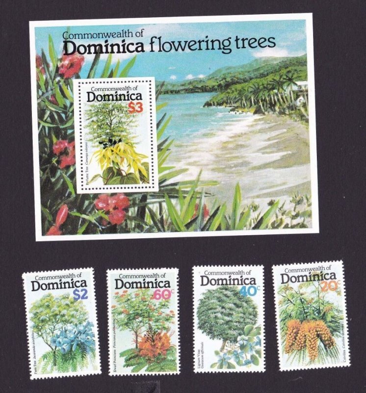 Dominica 1979 635-638,639 flower set MNH