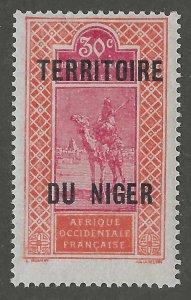 Niger, stamp,  Scott#10, mint, hinged, 30c, camel. Overprint-
