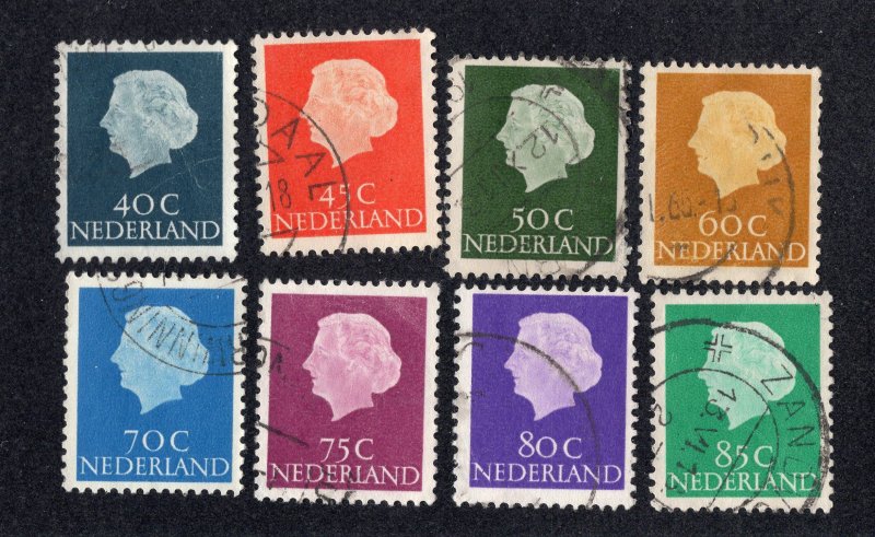 Netherlands 1953-58 40c to 85c Juliana, Scott 352-355, 357-360 used