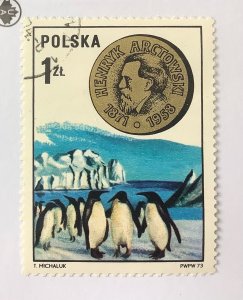 Poland 1973  Scott 2002 CTO - 1 Zł,  Henryk Arctowski & Adelie penguins