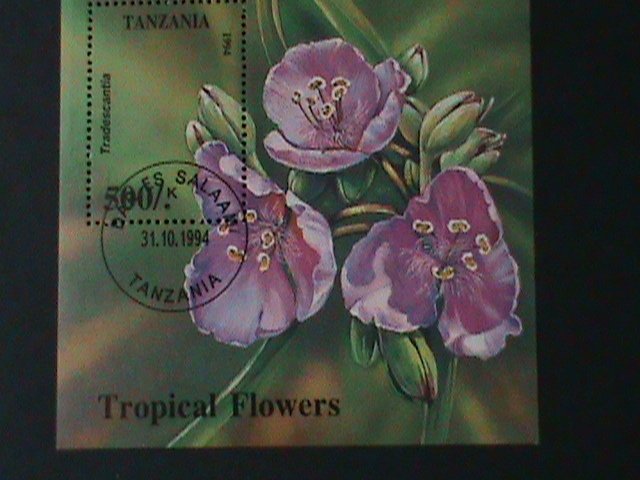 TANZANIA-1995-SC#1310 LOVELY TRADESCANTIA FLOWERS-CTO  S/S-VF LAST ONE