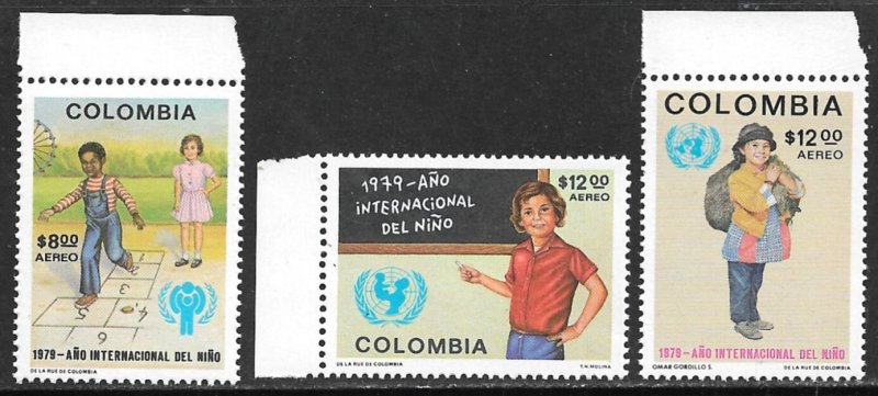 COLOMBIA 1979 IYC Year of the Child Airmail Set Sc C673-C675 MNH