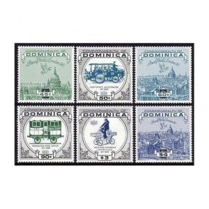 Dominica 1233-1238, MNH. LONDON-1990, Penny Black-150. Mail coach,wagon,trucks.