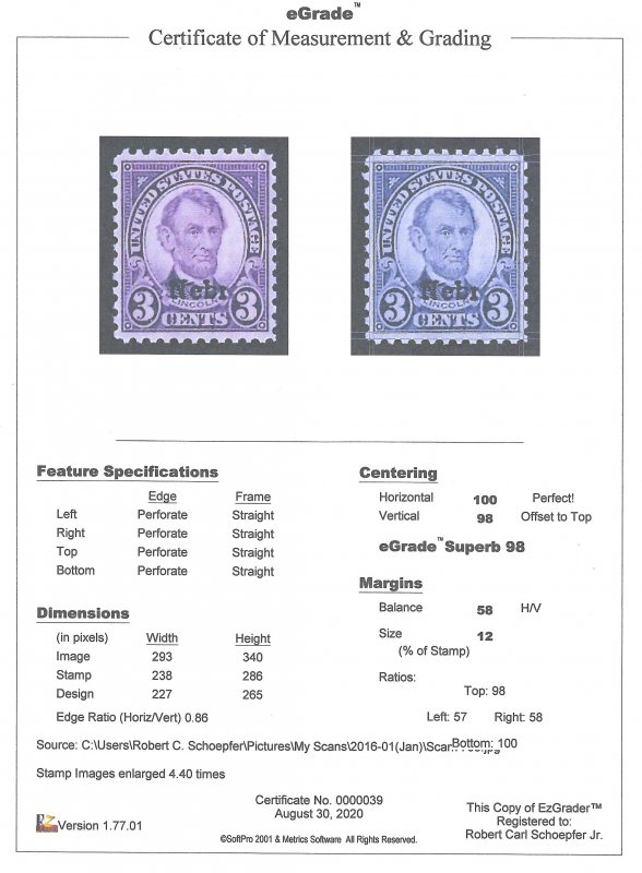 672 3 cents Lincoln, Nebr. Violet Stamp mint OG NH EGRADED SUPERB 98 XXF