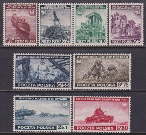 Poland 1941 Sc 3K1-8 Exile Government in Great Britain World War 2 Stamp MNH