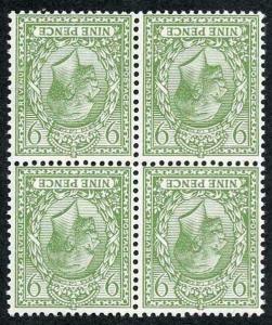 SG427Wi 9d Olive-green wmk Block Cypher INVERTED SUPERB U/M Block