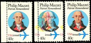 C98, Mint NH 40c Airmail - TWO DIFF LARGE COLOR SHIFT ERRORS - Stuart Katz