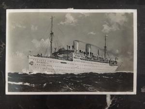 1935 Germany Bremen Boat Picture Postcard Cover Cargo Ship To New York Usa