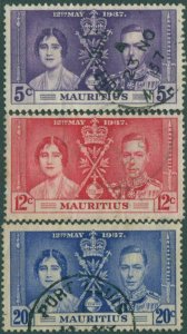 Mauritius 1937 SG249-251 Coronation set FU