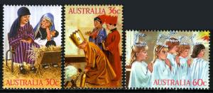 Australia 1005-1007, MNH. Christmas. Kindergarten nativity play, 1986