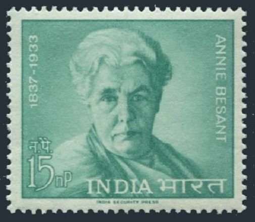 India 377 two stamps,MNH.Michel 357. Annie Besant, theosophist and writer 1963.