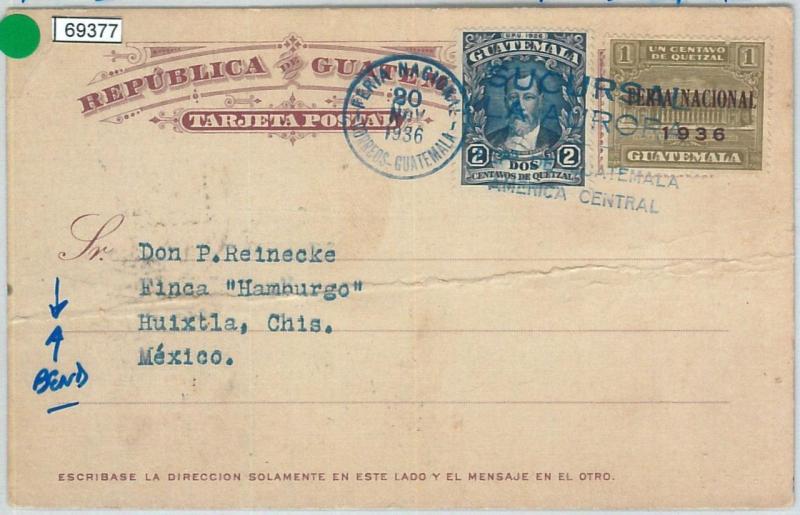 69377 - GUATEMALA - POSTAL HISTORY - STATIONERY CARD with UNISSUED STAMP 1936