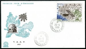 FSAT C95, FDC. Michel 219. SPOT satellite over the Antarctic, 1986.