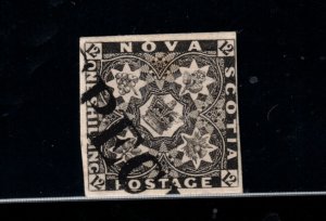 Nova Scotia #6P Very Fine Plate Proof In Black On Thin Card With Specimen Ovpt