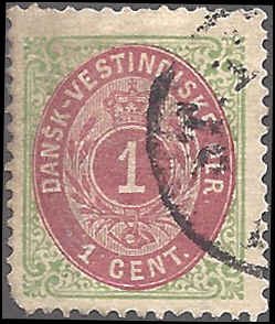 Danish West Indies 5c Used... SCV $30.00