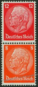 Germany 1933 Hindenburg Michel S110 MH Wmk Net Se-Tenant Zusammendruck 53313