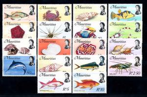 [49772] Mauritius 1969 Marine life Fish Lobster Crabs 18 Values MNH