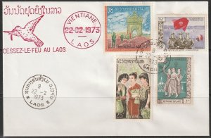 Laos 1973 Sc 100,168 Pathet Lao ceasefire agreement commemorative cover