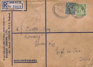 GB Registered STANLEY GIBBONS Stationery Cover 1926 Leigh-on-Sea PHILATELY AD284