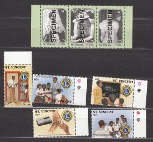 J40950 JL Stamps 1990 better specimen sets st vincent mnh #1303-7,1334a