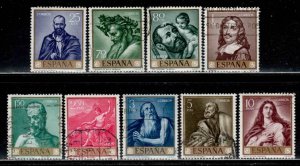 Spain #1159-68 ~ Short Set 9/10 ~ Ribera Paintings  ~ Used, MX Cond  (1963)