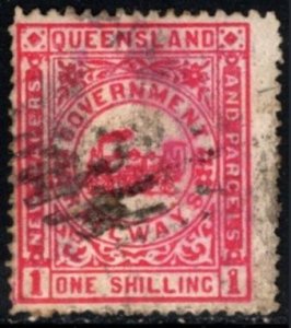 1901 New Zealand Revenue Queensland Government Railways 1 Shilling Parcel Stamp