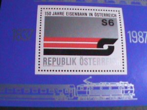 AUSTRIA-1987 SC# 1399 AUSTRIA RAILWAYS SESQUICENTENARY-TRAINS MNH S/S VF