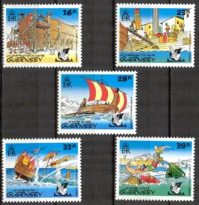 Great Britain /UK / Guernsey 1992 Animation Asterix Ships Set of 5 MNH