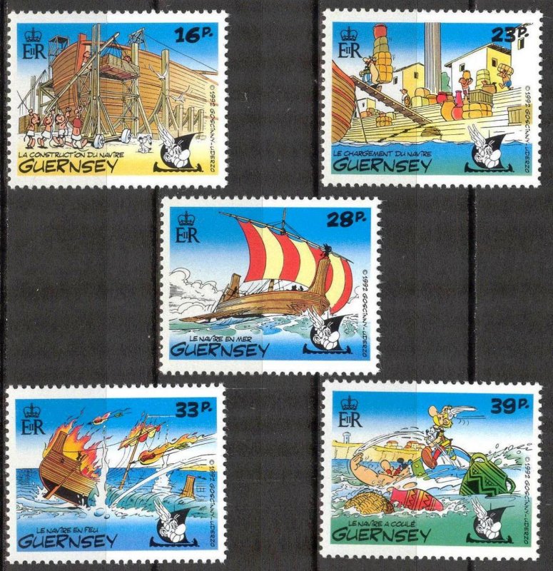 Great Britain /UK / Guernsey 1992 Animation Asterix Ships Set of 5 MNH