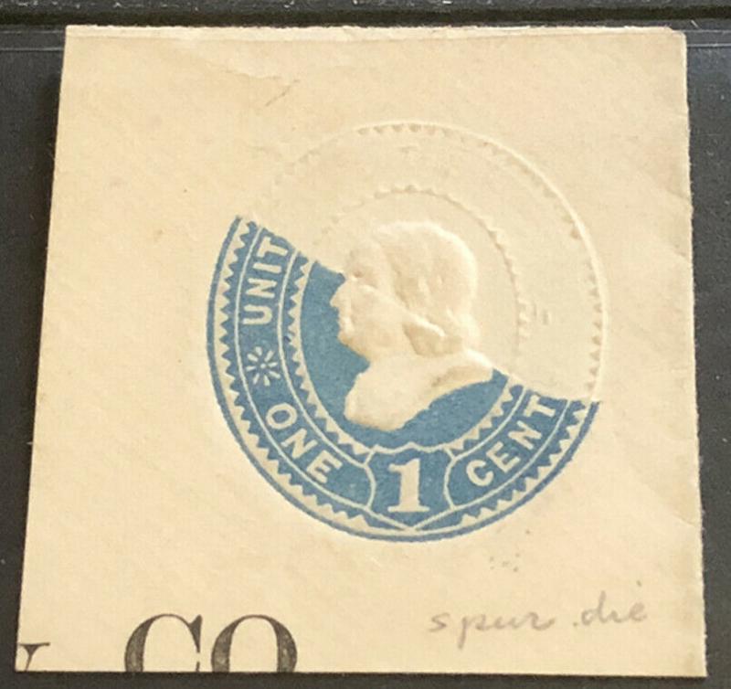 US U284 part color mint cut square - 1 cent Franklin