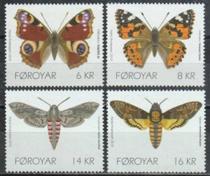 Faroe Islands Stamp 529-532  - Butterflies & Moths