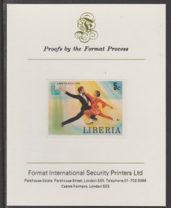 LIBERIA 1980 LAKE PLACID OLYMPICS  imperf proof mounted on Format Int Proof Card