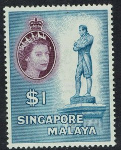 SINGAPORE 1955 QEII STATUE $1 MNH **