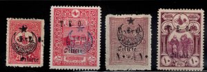 Cilicia Scott 90-93 MH* overprint on Turkish stamp set