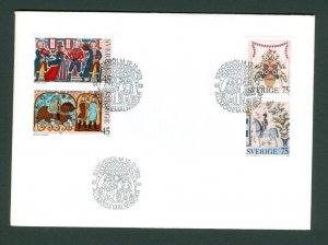 Sweden.  FDC 1973 Christmas Stamps.  Peasant Paintings