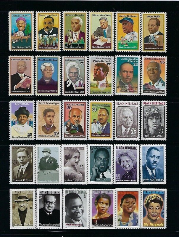 30 BLACK HERITAGE MNH SINGLES FIRST ISSUES OF THE SERIES - Q184