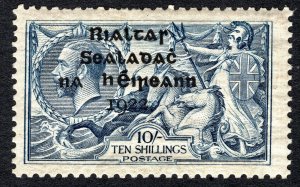 Ireland 1922 10 Shilling Stamp #14  MVLH CV $225