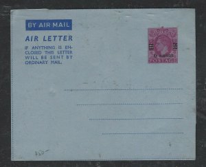 MUSCAT  COVER (PP1304BB) KGVI 6A/6D ON GB AEROGRAM UNUSED