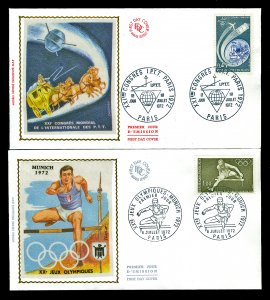 France 1347, 1348 First Day Covers with Silk Cachets