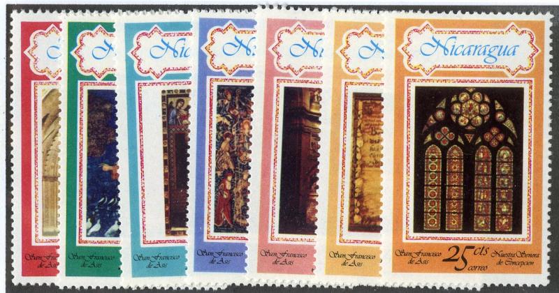 NICARAGUA 1072-1078 MNH SCV $1.75 BIN $1.00 STAINED GLASS