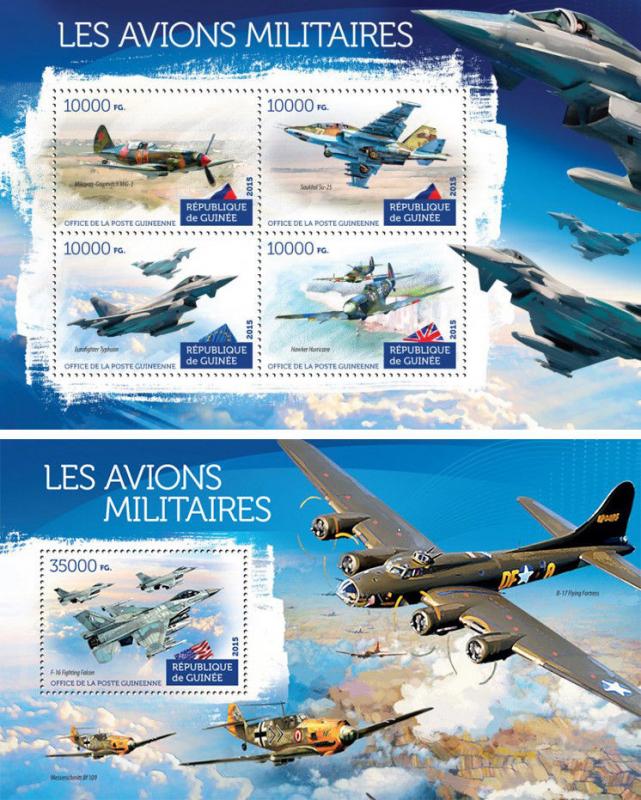 Aviation Planes Flugzeuge Military Wars Transport Guinea MNH stamp set