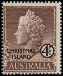 Christmas Island 2 - Mint-H - 4c Elizabeth II (1958) (cv $0.80)