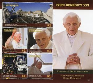 Micronesia 2015 MNH Pope Benedict XVI Final Audience Retirement 5v M/S Stamps