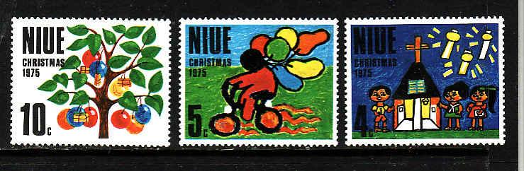 Niue-Sc#174-6-unused NH set-Christmas-Children's Drawings-1975-