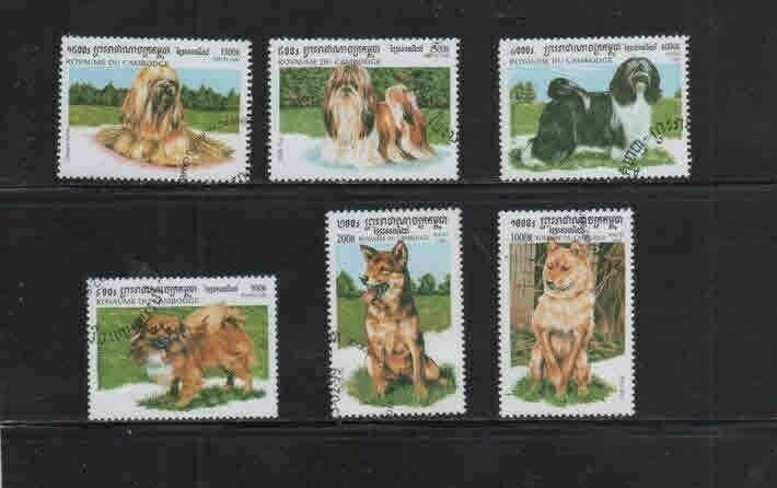 CAMBODIA #1804-1809 1999 DOGS MINT VF NH O.G CTO