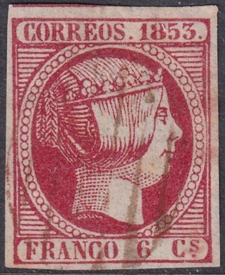 Spain 1853 Sc 19a used grill (parrilla) cancel